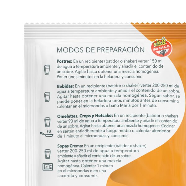 Insulow Nutrición Inteligente - Frente y dorso para preparado para postres - bebidas - omelettes - sopas crema